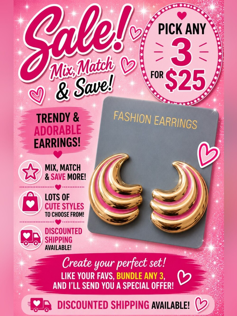 Vintage Gold Tone Pink Enamel Swirl Earrings Retro Statement Jewelry
